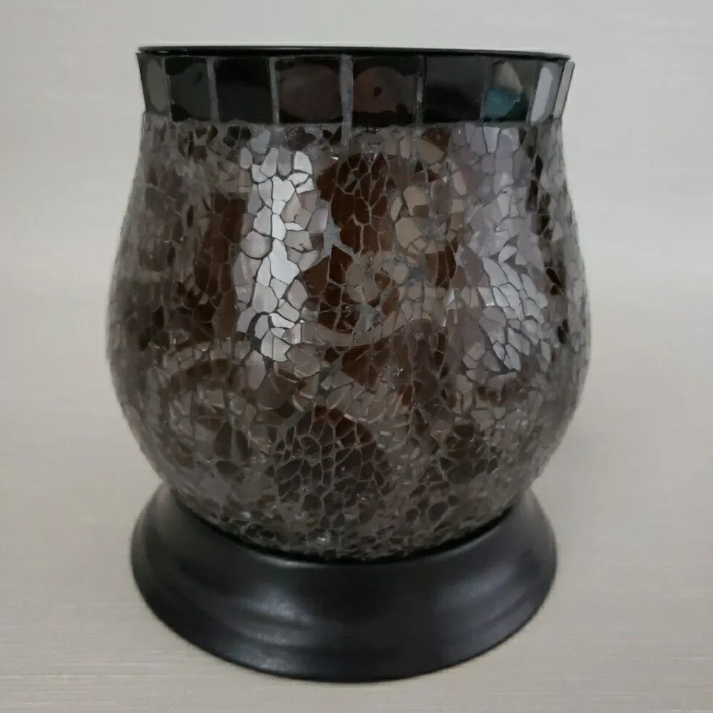 PartyLite Amaretto Swirl Wax Warmer Scent Glow Mosaic Glass Works Flaw